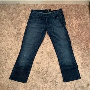 Cropped 7 for all Mankind jean. Size 27, Straight Leg, dark blue